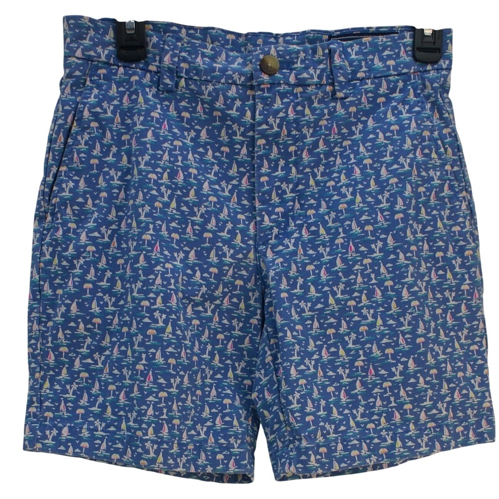 Vineyard Vines Mens Blue Tropical Island Print Breaker Shorts 28 1H001209